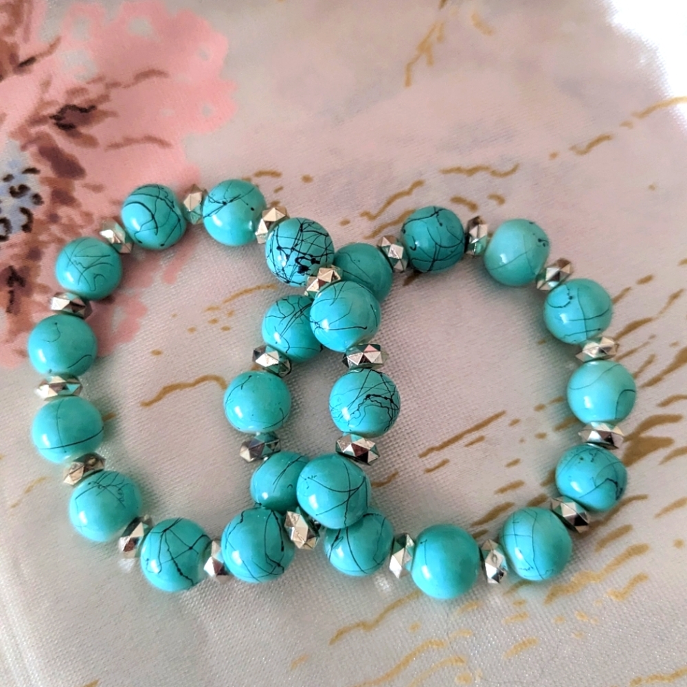 Turquoise Marble Caribbean Bracelet Set
